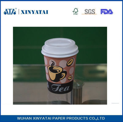 China Pequeño logotipo impreso 8 oz Copas de papel personalizados, desechables tazas de café con tapas proveedor
