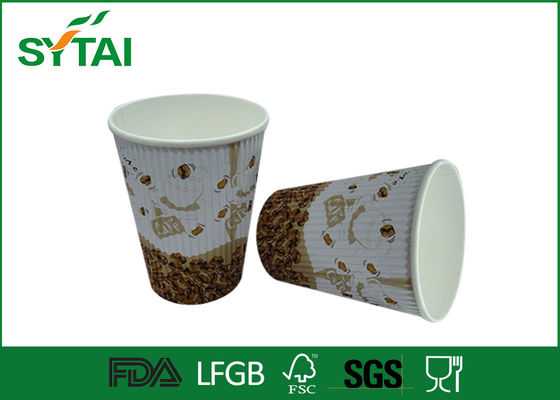 China Tazas de papel modificadas para requisitos particulares de la ondulación disponible sin las tapas/las tazas de papel acanaladas para el café proveedor