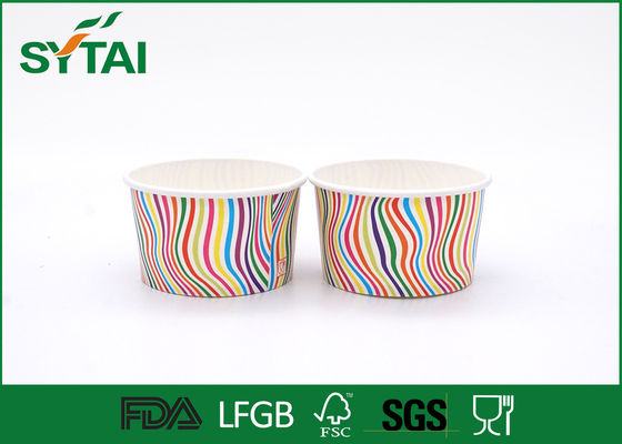 China Tazas del helado del papel del modelo de la raya, tazas disponibles del helado modificadas para requisitos particulares proveedor