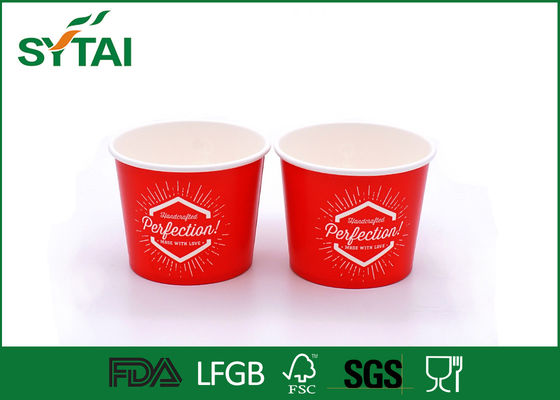 China Tamaño de encargo rojo Eco - taza de papel amistosa del helado para la comida fría proveedor