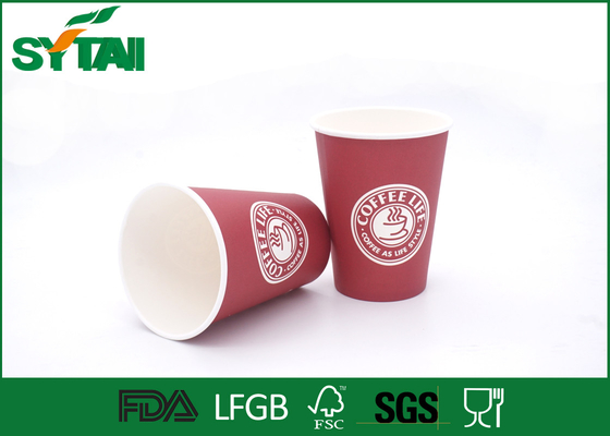 China Tazas de papel de un sólo recinto del color rojo/tazas de papel disponibles con las tapas, certificación del SGS FDA proveedor