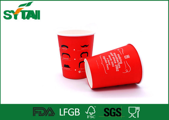 China Flexo imprimió las tazas de papel de un sólo recinto rojas 4-24oz con el logotipo de encargo, muestra libre proveedor