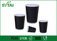 Tazas disponibles biodegradables impresas de las tazas de papel/capuchino negro de la ondulación con la cubierta proveedor